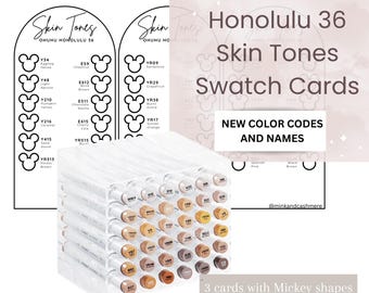 Ohuhu Honolulu 36 Skin Tones Swatch Cards Template, NEW Color Codes, PDF Instant Download, Alcohol Marker Coloring DIY Organized Color Chart