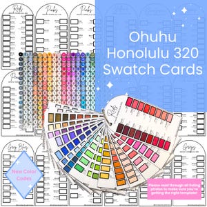 Ohuhu Honolulu 320 set staalkaarten sjabloon nieuwe codes, pdf-afdrukbare instant download, alcoholmarkering kleurkaart, doe-het-kleurenpalet