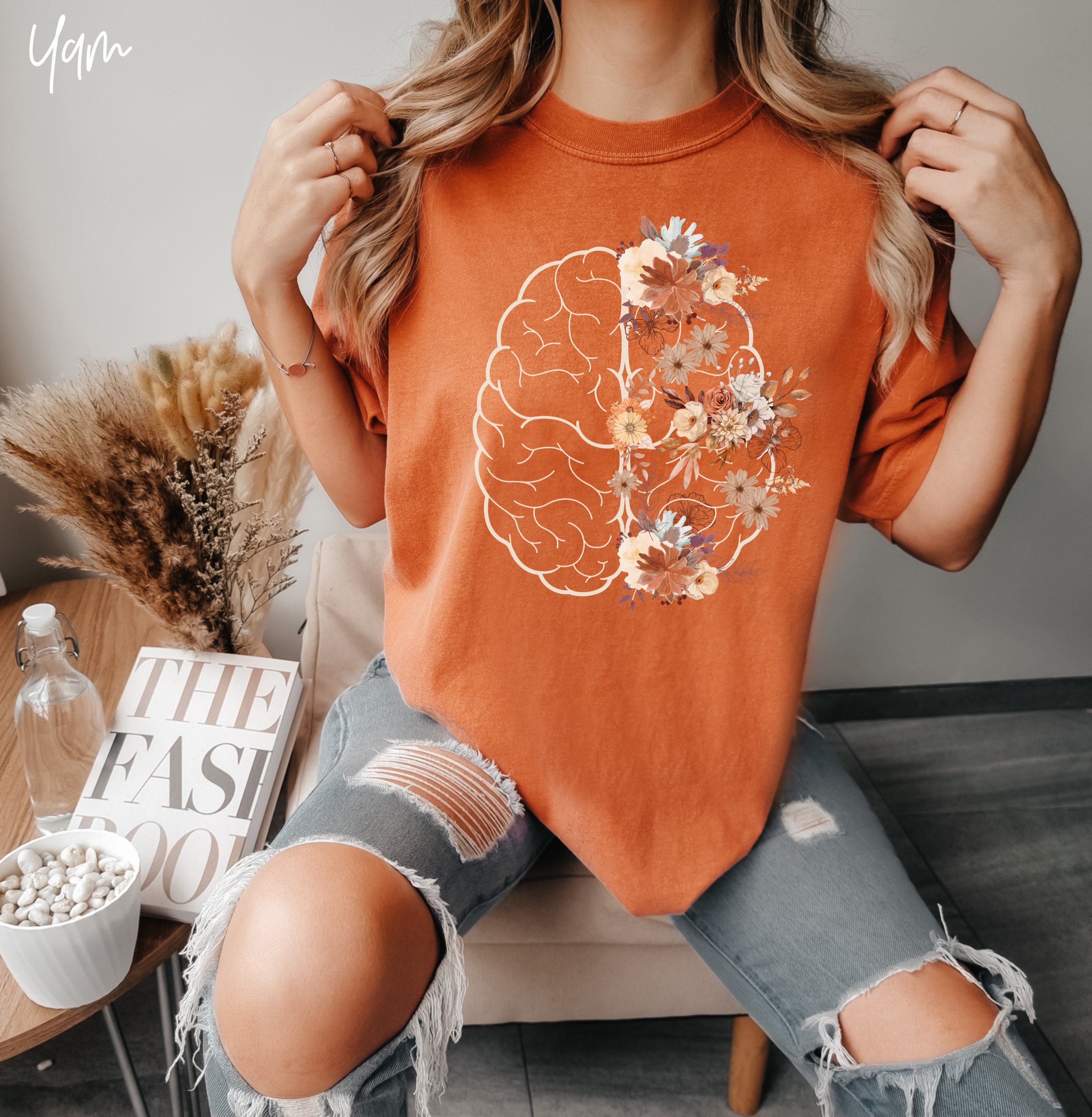 Floral Brain Shirt, Brain Anatomy Shirt, Nursing School Shirt, Nurse ...