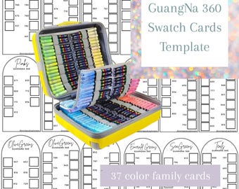 GuangNa 360 Acrylic Brush Markers Swatch Template, PDF Digital Download Printable Chart, DIY Organized Color Palette, Coloring Card Template