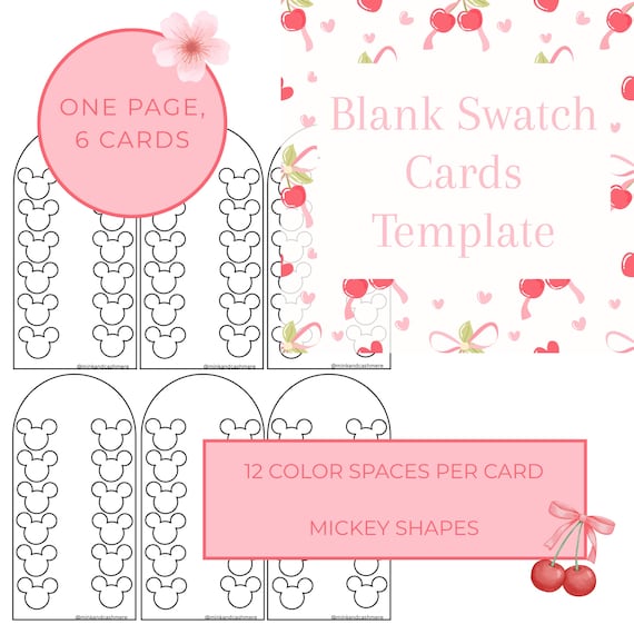 Blank Swatch Cards Template, PDF Instant Digital Download, Marker Color Palette DIY Printable Chart, Coloring Swatches, Keyring Swatch Cards