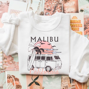 Malibu Sweatshirt California Beach Sweatshirt Y2K Beach Van Shirt Palm Tree Sweater Surfing Gift Beach Summer Swimsuit Coverup