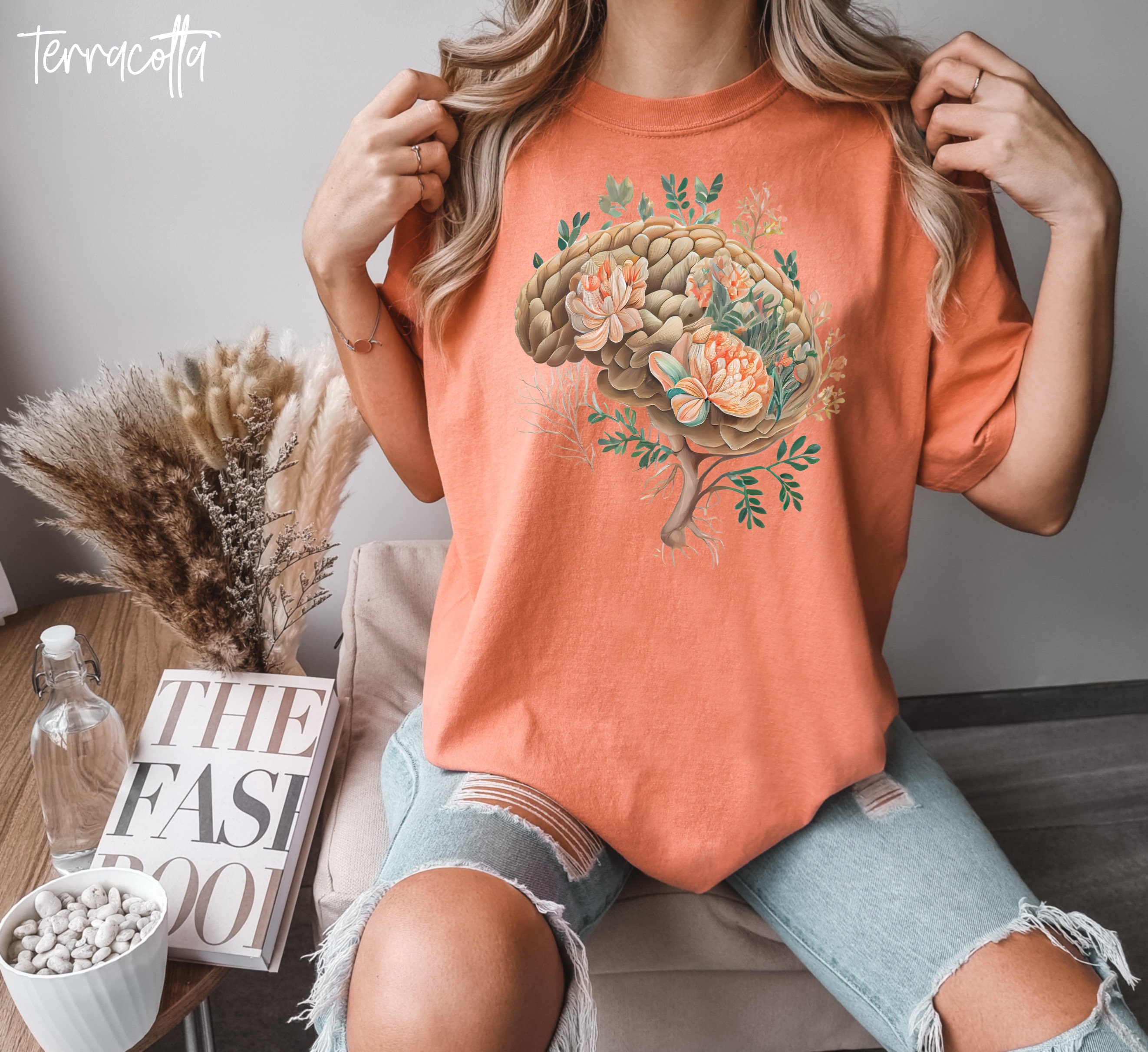 Floral Brain Shirt, Brain Anatomy Shirt, Nursing School Shirt, Nurse ...