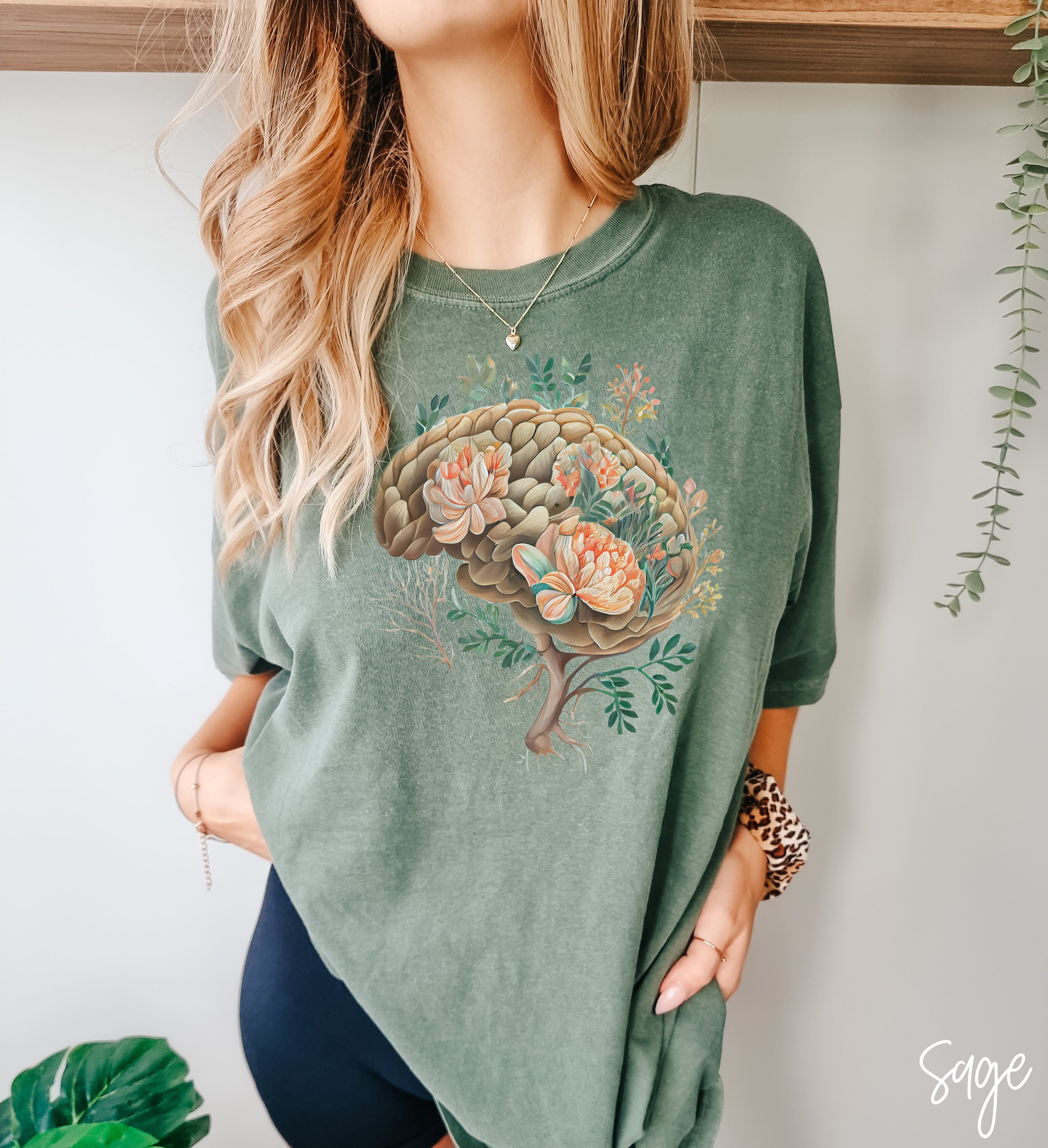 Floral Brain Shirt, Brain Anatomy Shirt, Nursing School Shirt, Nurse ...