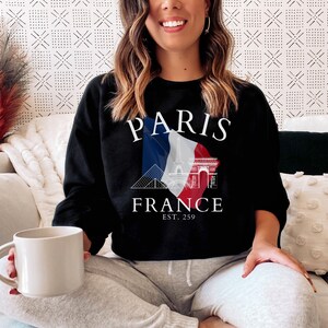 Paris France Sweatshirt, Eiffel Tower Sweater, Paris Trip Shirt, Travel to Paris, Paris Gifts, Varsity Crewneck, College Tourist Sweatshirt
