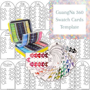 GuangNa 360 Acrylic Brush Markers Swatch Template, PDF Digital Download Printable Chart, DIY Organized Color Palette, Coloring Card Template