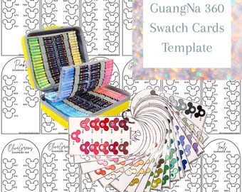 GuangNa 360 acryl penseelmarkeringen staalsjabloon, pdf digitale download afdrukbare grafiek, DIY georganiseerd kleurenpalet, kleurkaartsjabloon