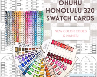 Ohuhu Honolulu 320 Set di modelli di schede campione, NUOVI codici colore, PDF stampabile scaricabile all'istante, tabella dei colori fai da te per colorare con pennarelli ad alcol
