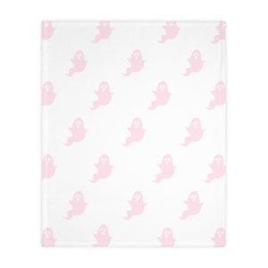 Reversible Pale Pink Ghost Blanket, Pink Ghost Dupe Minky Blanket, Halloween Throw Blanket, Halloween Decor, Spooky Season Viral Blanket image 6