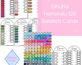 Ohuhu Honolulu 120 Set Swatch Cards Template, OLD Color Codes, PDF Instant Download, Ohuhu Alcohol Markers DIY Organized Color Chart