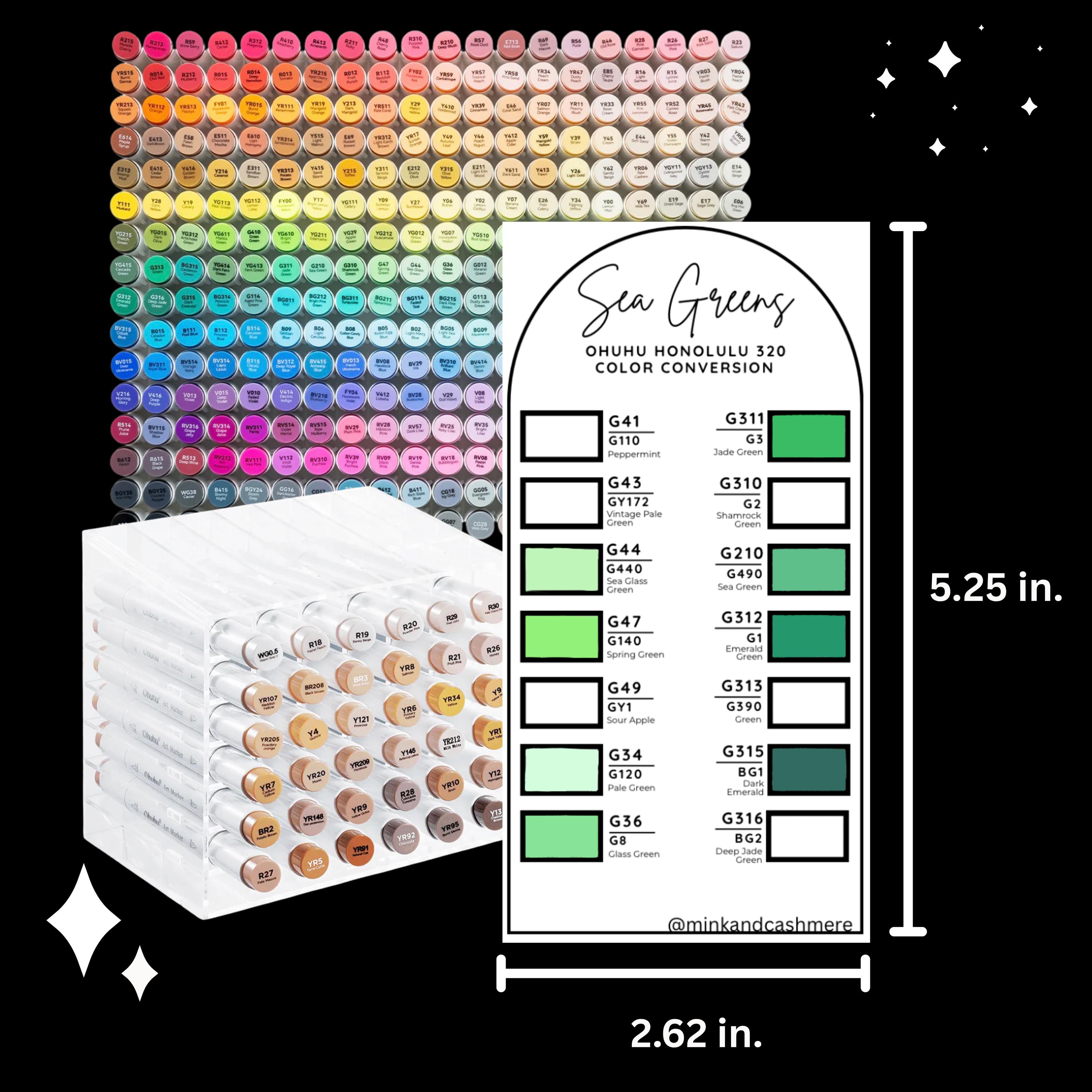 Ohuhu Honolulu 344 Color Conversion Swatch Cards Template, PDF Instant ...