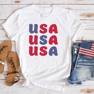 USA Shirt in 3x3 design, Fourth of July T-Shirt, Cute America Tee, Retro Patriotic tshirt, Red White and Blue t-shirt, Retro USA Gift