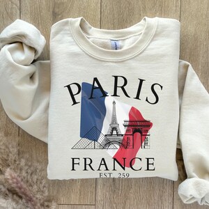 Paris France Sweatshirt, Eiffel Tower Sweater, Paris Trip Shirt, Travel to Paris, Paris Gifts, Varsity Crewneck, College Tourist Sweatshirt