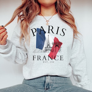 Paris France Sweatshirt, Eiffel Tower Sweater, Paris Trip Shirt, Travel to Paris, Paris Gifts, Varsity Crewneck, College Tourist Sweatshirt