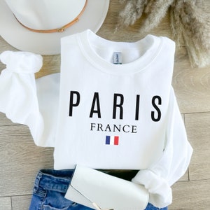 Paris France Sweatshirt, French Sweatshirt, Paris Trip Shirt, Travel to Paris, Paris Gifts, Varsity Crewneck, College Tourist Sweater