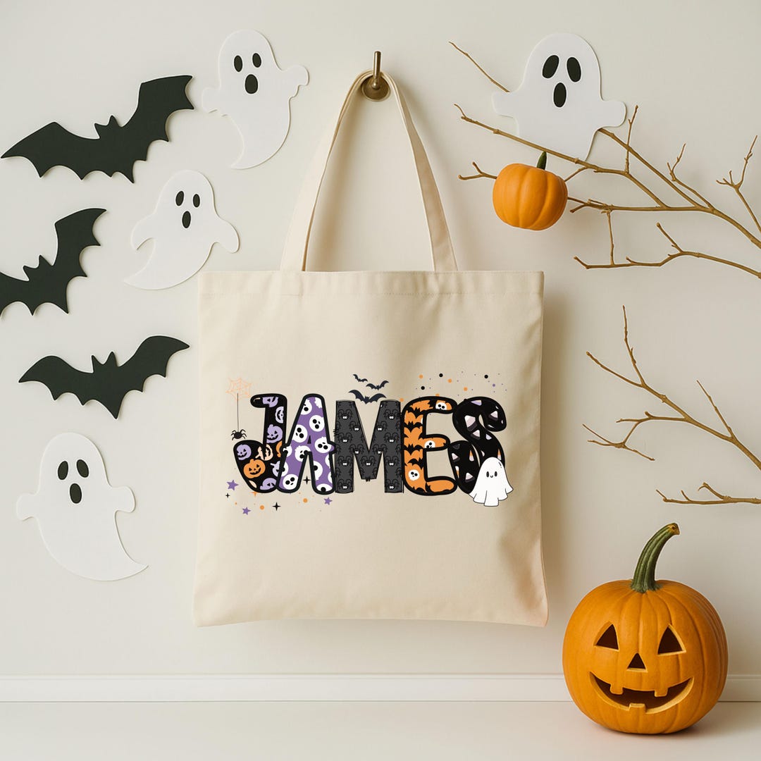 Personalized Halloween Tote Bag, Custom Trick or Treat Canvas Bag ...