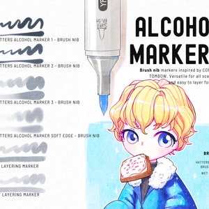 Copic Marker Inspired Brushes for Procreate – Line Art, Paper Texture (Digital Download) image 4