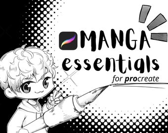 Essential Manga Brushes for Procreate, pencil and sketch brush, inking brushes, halftone and more!