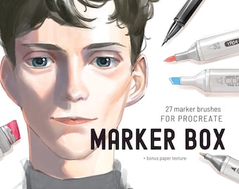 Copic Marker Inspired Brushes for Procreate – Line Art, Paper Texture (Digital Download)