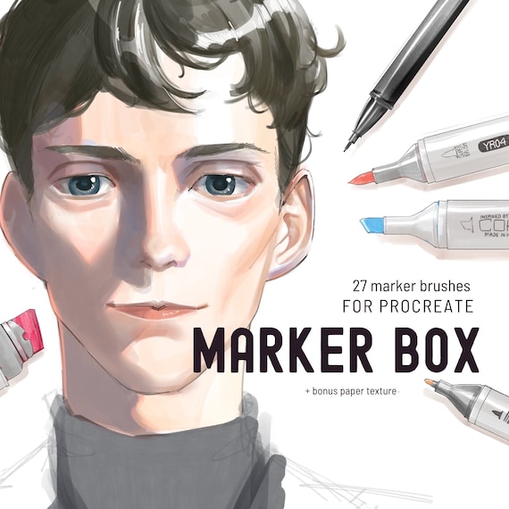 Copic Marker Inspired Brushes for Procreate – Line Art, Paper Texture (Digital Download)