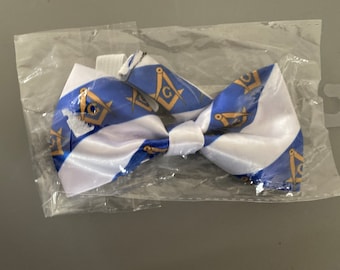 Blue and white Square and compass bow tie