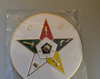thumbnail interactive-video image 1 of Order Of The Eastern Star Car Sticker Decal – Masonic Emblem, OES Star Cut-Out 1 of 3