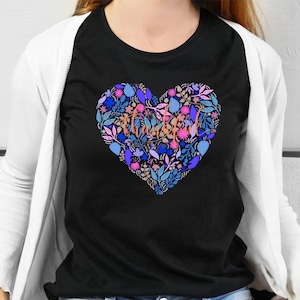 Thankful floral heart,’ Bella canvas Tri blend tee shirt,