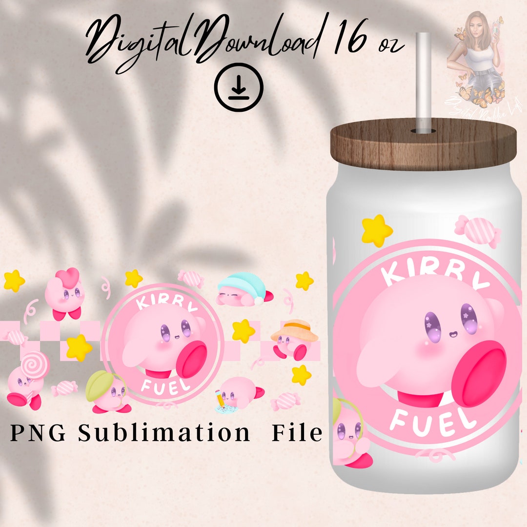 Kirby Glass Can Wrap 16oz Full Tumbler Wrap Kirby Tumbler Etsy