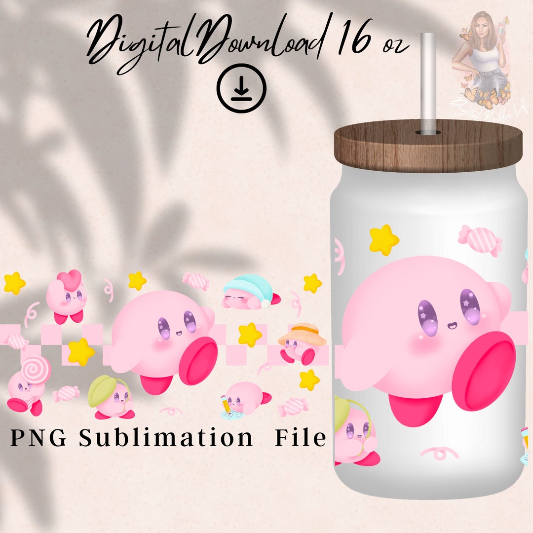 Kirby Glass Can Wrap 16oz Full Tumbler Wrap Kirby Tumbler Etsy