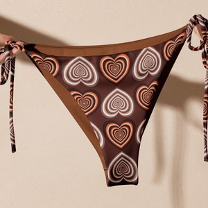 Aesthetic Retro Heart Recycled String Bikini, Cheeky Bikini Two Piece Swimsuit, Aesthetic Summer Alt Clothing