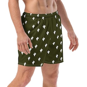 Catcus zwembroek voor heren, unieke cadeaus voor mannen, woestijnzwembroek, westernzwembroek, westernzwembroek voor heren, westernzwemshort voor heren, zwembroek heren