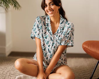 Nightwear Women’s Short Sleeve Pajama Top, Loungewear Top, Night Suit Custom Sleepwear