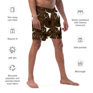 Cowboy Men's Swim Trunks, Desert Swim Trunks, Western Swim Trunks, Men's Western Swim Shorts, Men's Swim Wear Shorts, Unique Gifts For Men