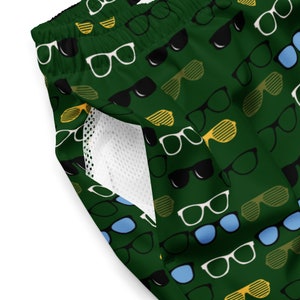 Zonnebrilprint zwembroek voor heren, zomershort heren, mesh shorts, zwembroek heren, unieke cadeaus voor mannen