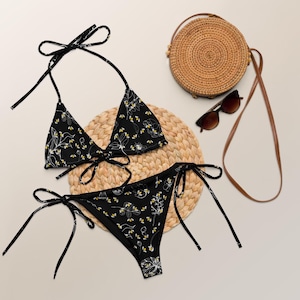 Save the Bees Recycled String Bikini, Wildflower Swimsuit