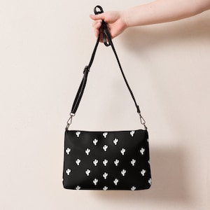 Cactus Crossbody Bag: Black & White Faux Leather Purse