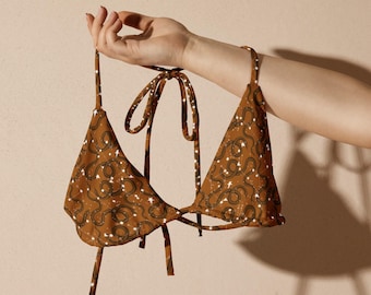 Recycled String Bikini Top, Mystic Cobra Print, Öko Badeanzug