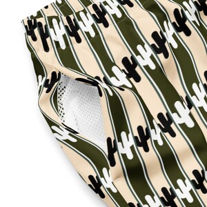 Groene cactus succulente print gerecycleerde zwembroek, woestijnstrandshort, westerse badmode, cadeau voor hem