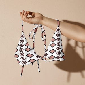 Navajo Aztec Recycled String Bikini Top, Southwestern Swimwear