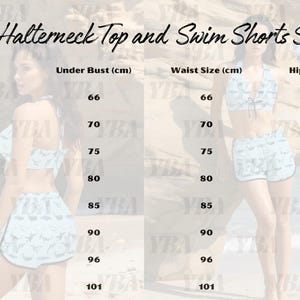 Conjunto de top con cuello halter y shorts de baño con estampado de tiburón, traje de baño Ocean Sea Ceature imagen 7