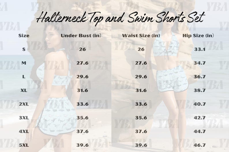 Conjunto de top con cuello halter y shorts de baño con estampado de tiburón, traje de baño Ocean Sea Ceature imagen 6