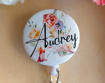 Carrete de insignia floral personalizado, titular de identificación de carrete de insignia de enfermera personalizado