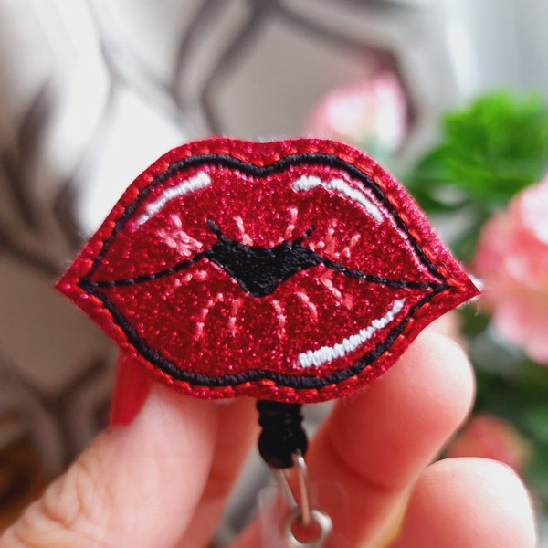 Lips Badge Reel, Retractable Reel , ID Holder, Medical Badge Real, for Nurses Uniform