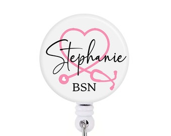 Carrete personalizado de la insignia del nombre del estetoscopio, titular de la identificación del carrete de la insignia de la enfermera personalizada