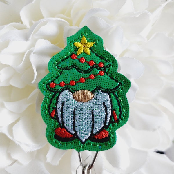 Gnome Christmas  Badge Reel, Retractable Reel , ID Holder, Medical Badge Real, for Nurses Uniform