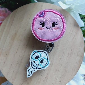 Egg and Sperm Badge Reel, Retractable Reel , ID Holder, Medical Badge Real, for Nurses Uniform