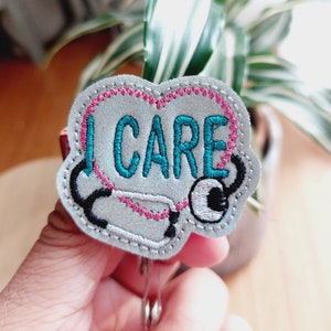 I Care Badge Reel, Retractable Reel , ID Holder, Medical Badge Real, for Nurses Uniform