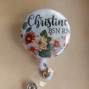 Personalisierte Floral Badge Reel, Custom Nurse Badge Reel ID Halter