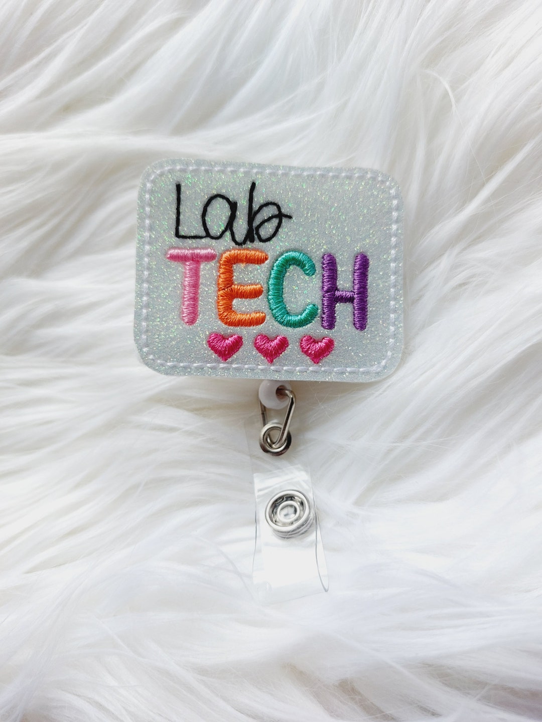 Lab Tech Badge Reel, Retractable Reel , ID Holder, Medical Badge Real