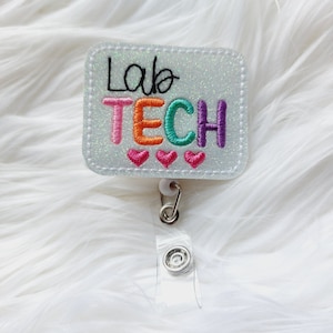 Lab Tech  Badge Reel, Retractable Reel , ID Holder, Medical Badge Real, for Nurses Uniform